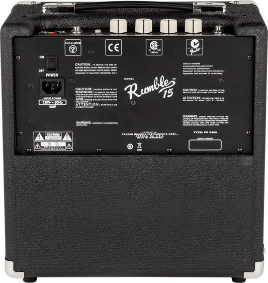 Fender Rumble 15 (V3), Black and Silver, 230V EUR