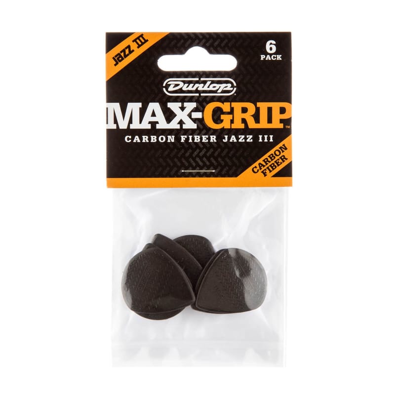 Dunlop Max-Grip Jazz III Carbon Fiber Picks 6-Pack (471P3C)