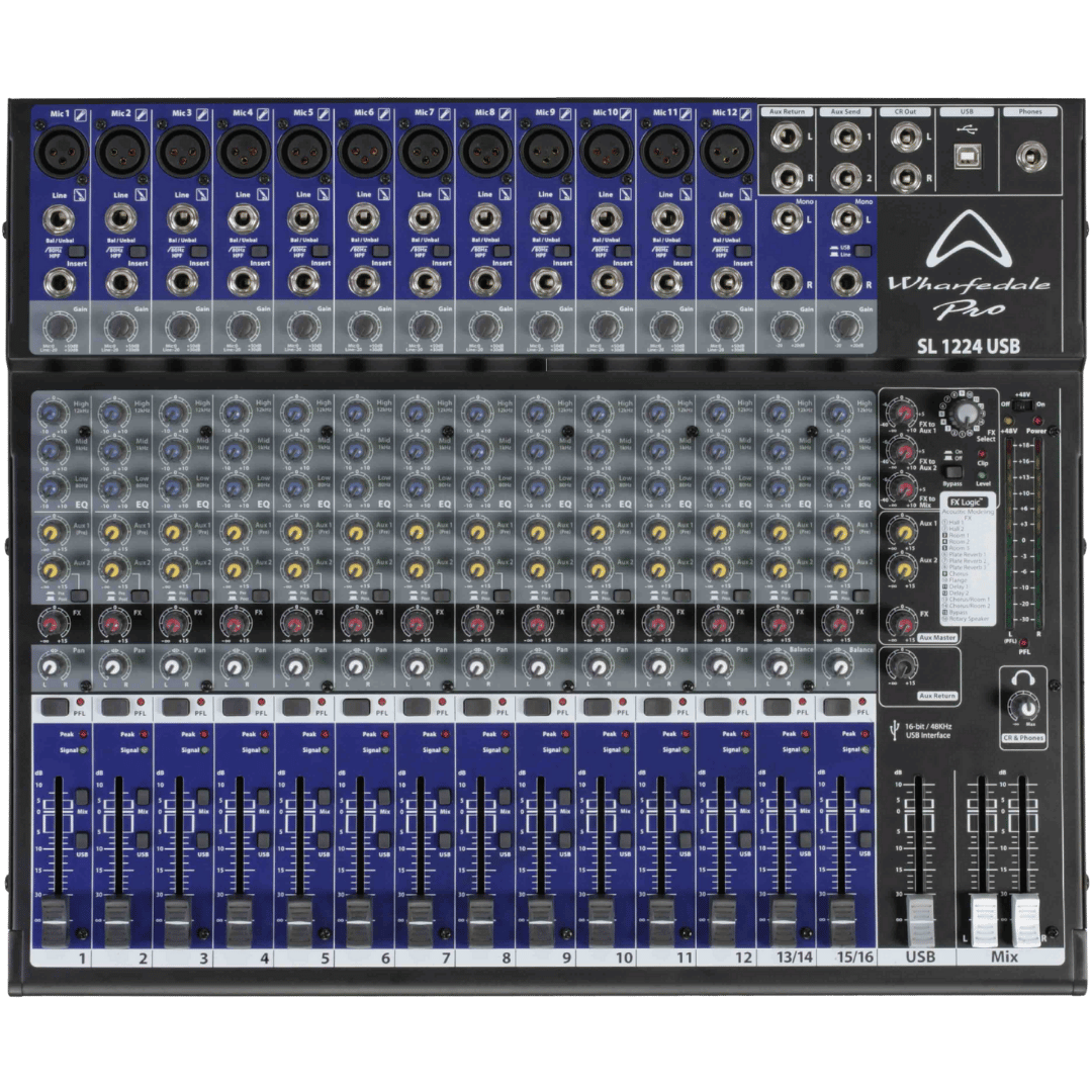 Wharfedale Pro SL1224USB Mixer | Wharfedale Mixer for Live Sound & Recording