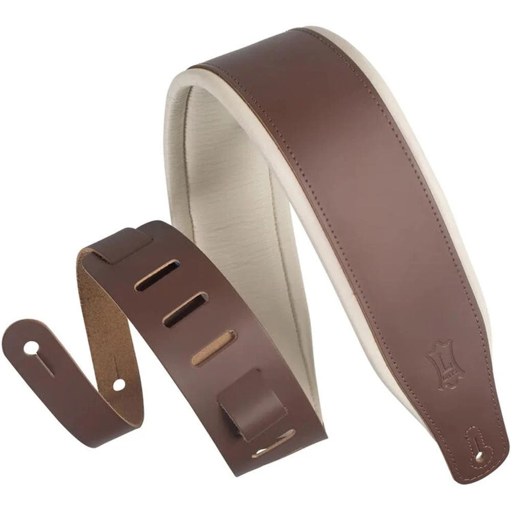 Levy's Top Grain Leather Guitar Strap - Brown and Cream