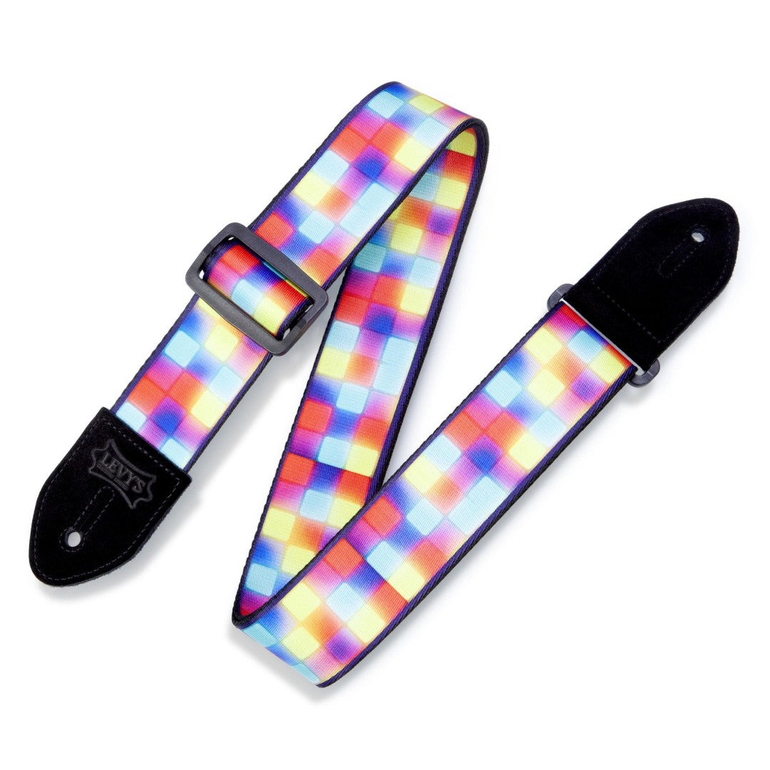 Levy's MP2-010 2" Polyester Guitar Strap - Rainbow Square Pattern