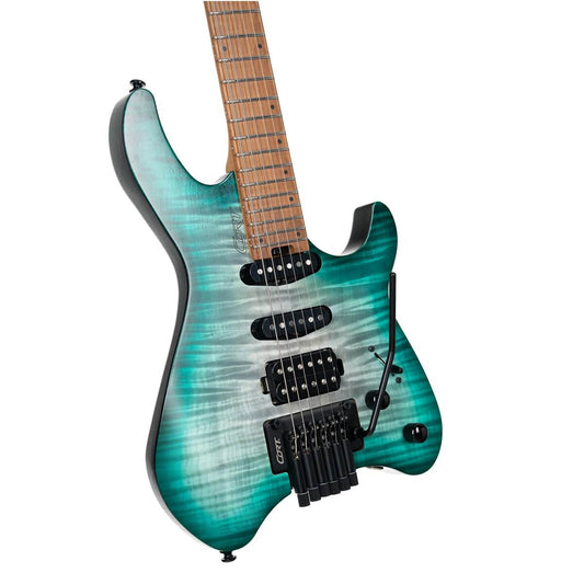 Cort Space G6TR Headless Guitar - Semi Gloss Lagoon with Bag