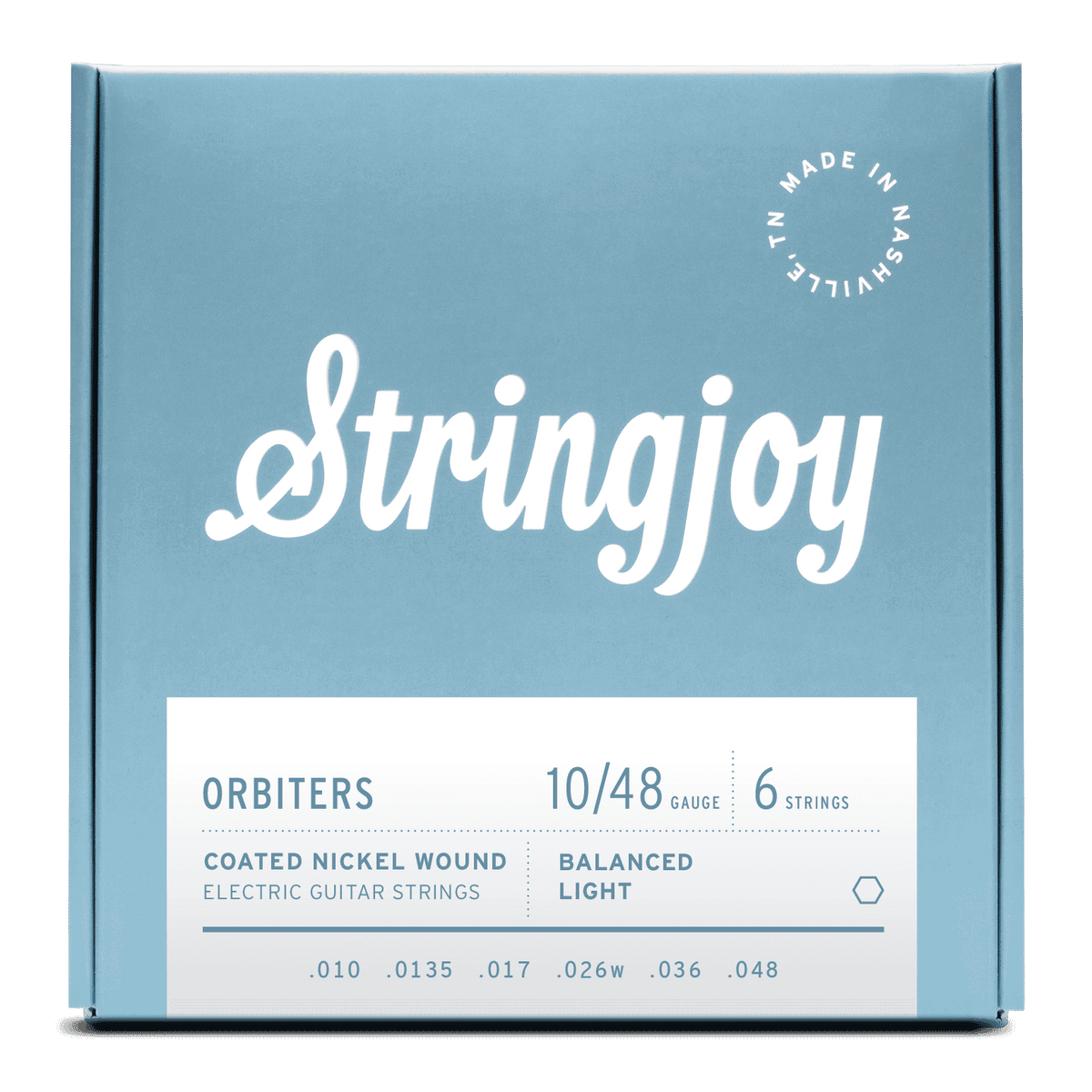 Stringjoy Orbiters | Balanced Light Gauge (10-48) Coated Nickel Wound Electric Guitar Strings