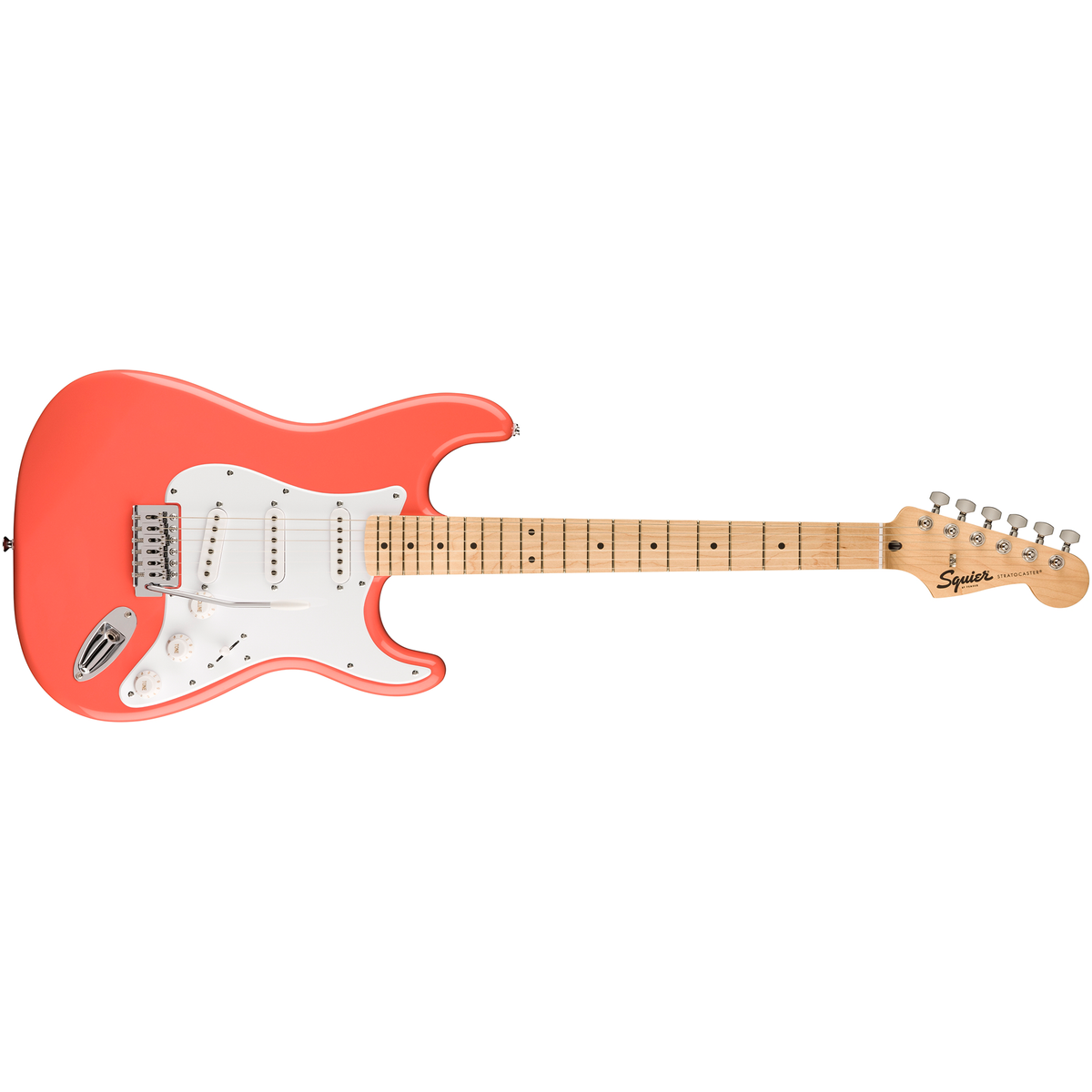 Fender Squier Sonic Stratocaster, FSR Maple Fingerboard, White Pickguard, Tahitian Coral