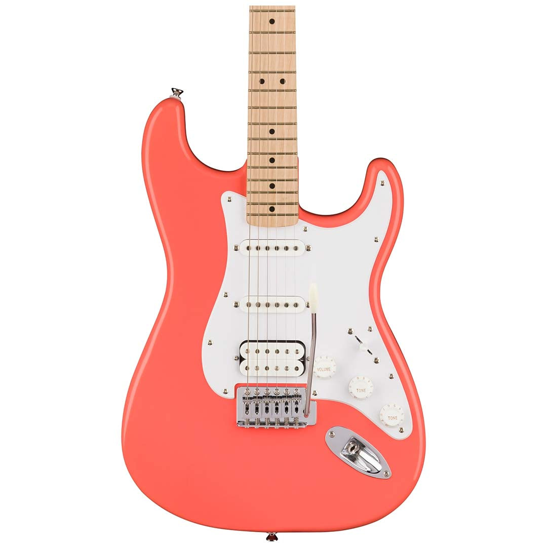 Fender Squier Sonic Stratocaster HSS, Maple Fingerboard, White Pickguard, Tahitian Coral