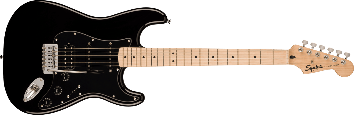 Fender Squier Sonic Stratocaster HSS, Maple Fingerboard, Black Pickguard, Black