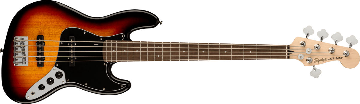 Fender Squier Affinity Series Jazz Bass V, Laurel Fingerboard, Black Pickguard, 3-Color Sunburst