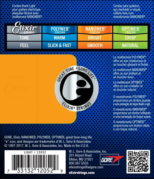 Elixir Nanoweb Light Electric Guitar Strings ( .010 – .046)