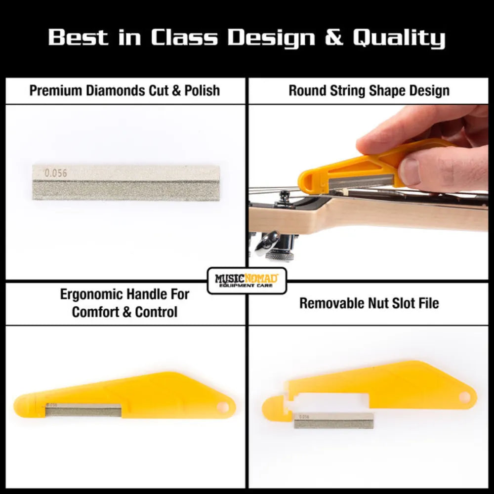 Music Nomad 6-Piece Acoustic Guitar Diamond Coated Nut File Set - Light/Medium Strings