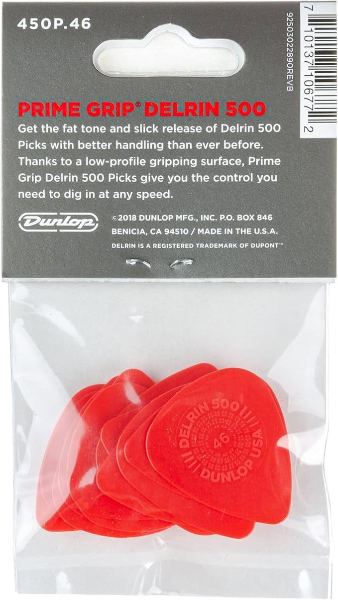 Dunlop Delrin 500 Prime Grip Picks .46mm 12-Pack