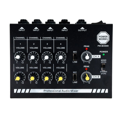 PowerWorks PW-MIX-800 8-Channel Mini Audio Mixer