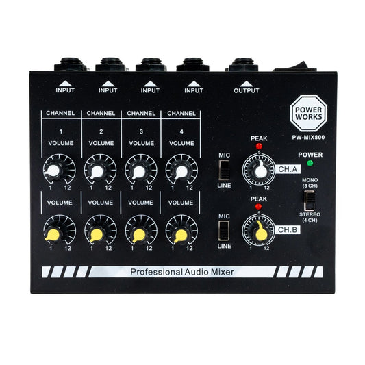 PowerWorks PW-MIX-800 8-Channel Mini Audio Mixer