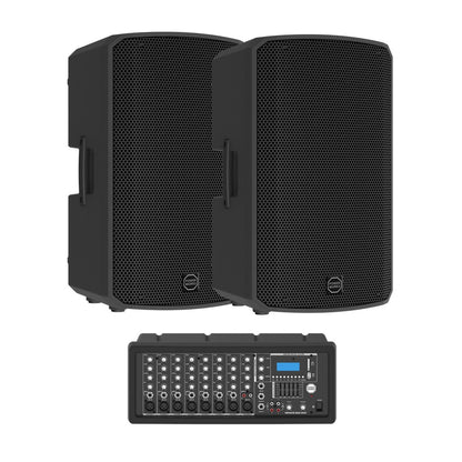 PowerWorks GROOVE-BOX DUO 2 x 12” Passive PA Speakers+ 8 Ch Powermixer