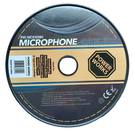 PowerWorks PW-MCR100BK 100m Roll Microphone Cable