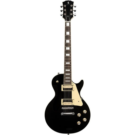 Stagg SELSTD BK - Electric Guitar w/ Solid Mahogany Body (Black) | Stagg Guitar for Beginners, Students & Stage