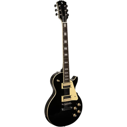 Stagg SELSTD BK - Electric Guitar w/ Solid Mahogany Body (Black) | Stagg Guitar for Beginners, Students & Stage