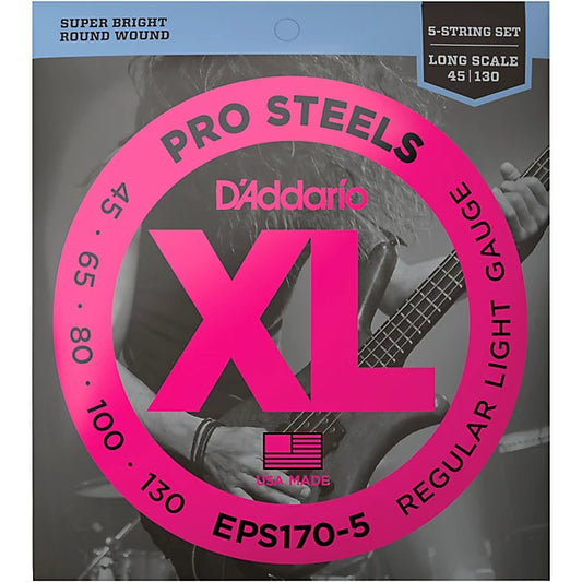 D'Addario EPS170-5 Bass Strings 5-String – ProSteels Regular Light 45-130