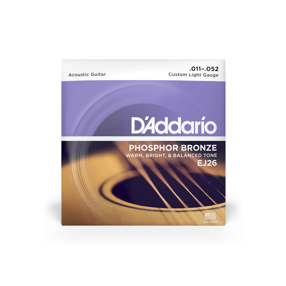 D'Addario EJ26 Acoustic Guitar Strings – Phosphor Bronze Custom Light 11-52