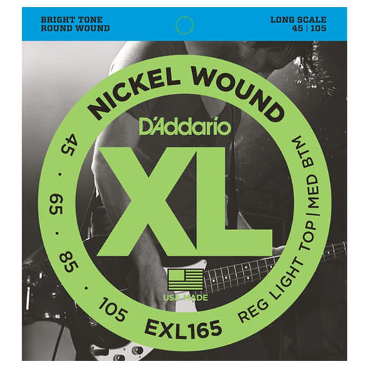 D'Addario EXL165 Bass Strings 4-String – Regular Light Top/Medium Bottom 45-105