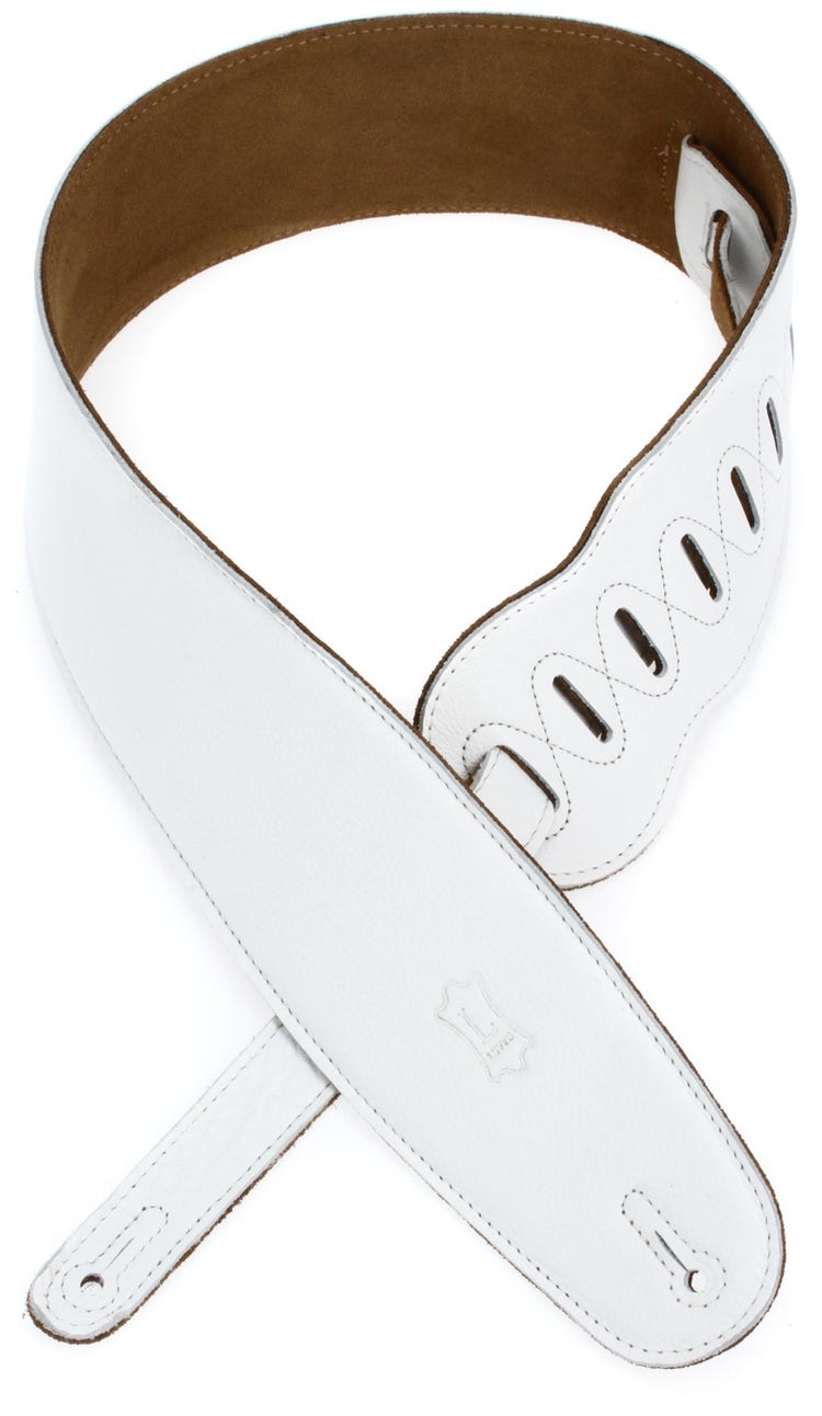 Levy's M4GF-WHT 3.5-inch Padded Garment Leather Bass Strap - White