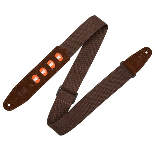 Levy's MC2PH 2-inch Cotton Pickholder Guitar Strap - Brown