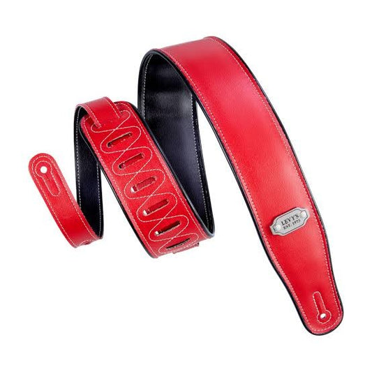 Levy's M26VP Reversible Vinyl Guitar Strap - Red/Black