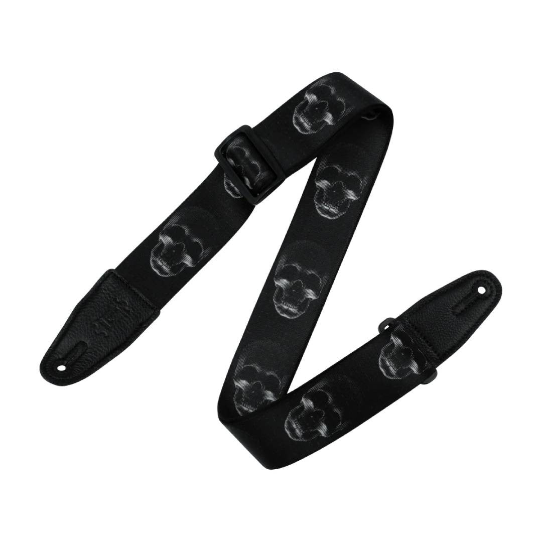 Levy's MPD2 Polyester Guitar Strap - Black & White Skulls
