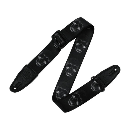 Levy's MPD2 Polyester Guitar Strap - Black & White Skulls