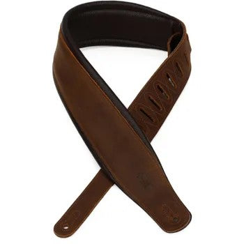 Levy's 3 Inch Leather Guitar Strap with Foam Padding - Brown
