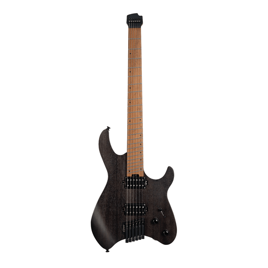Cort Space G6MS Headless Guitar - Semi Gloss Trans Black with Bag