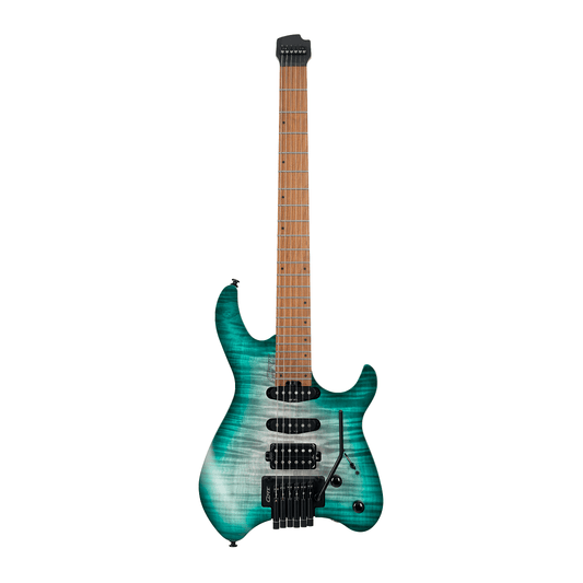 Cort Space G6TR Headless Guitar - Semi Gloss Lagoon with Bag