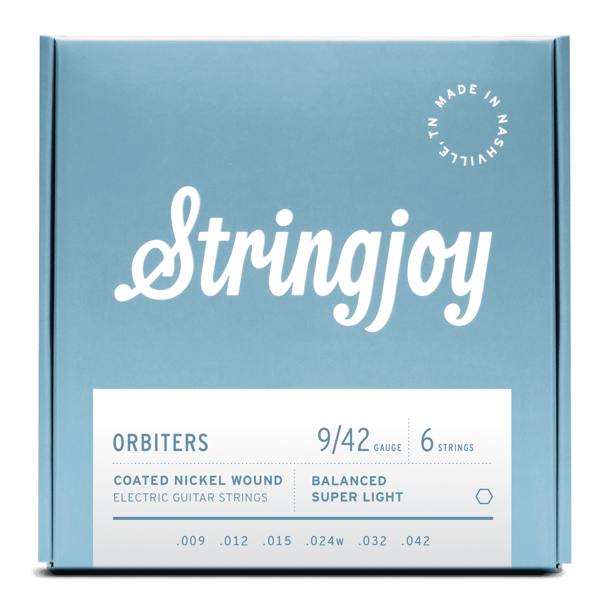 Stringjoy Orbiters | Balanced Super Light Gauge (9-42) Coated Nickel Wound Electric Guitar Strings