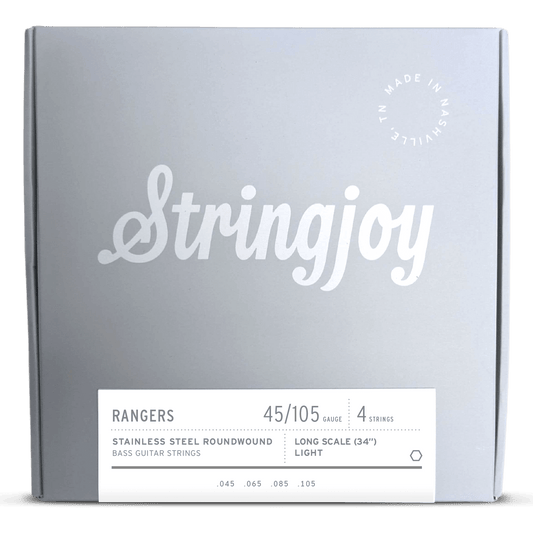 Stringjoy Rangers | Light Gauge (45-105) 4 String Long Scale Stainless Steel Bass Guitar Strings
